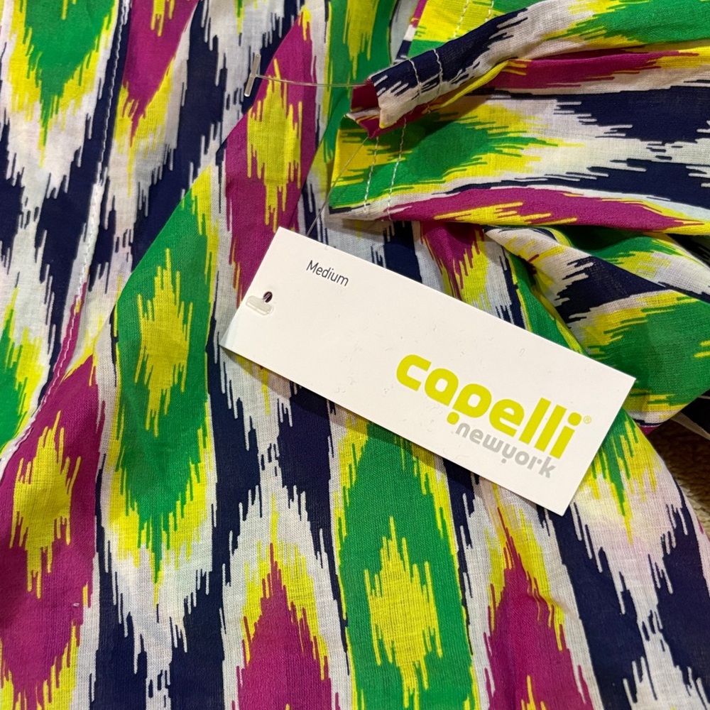 Capelli New York Colorful Ikat Print Top - Green, Purple, Navy